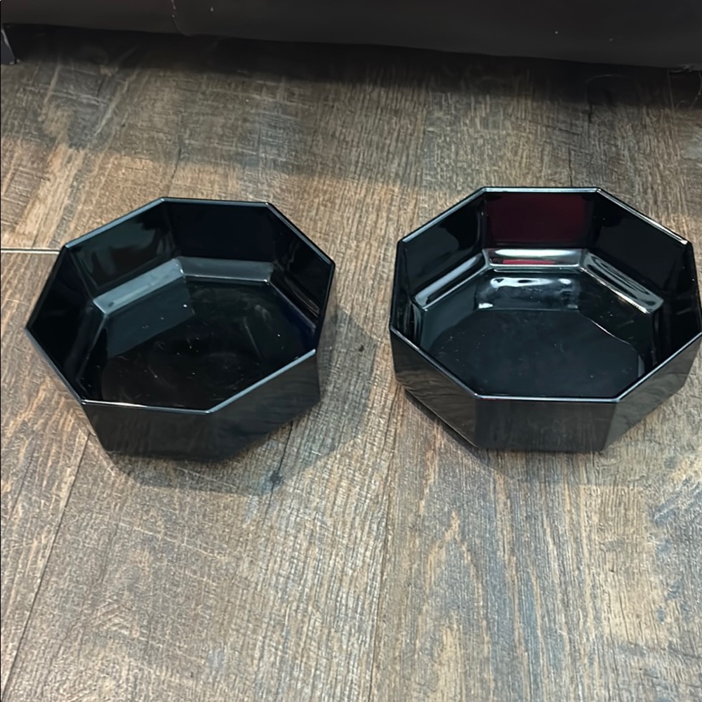 2 Vintage Arcoroc France Octime Black‎ Octagon Bowls Made in France 5 5/8"
